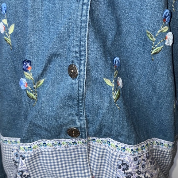 Vintage Cottage Core Embroidered Denim Jacket Large - Picture 4 of 16